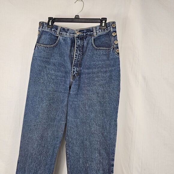Vintage Lawman Juniors Straight Leg Mom Jeans 13 34 Buttons Medium Wash Tall Blu - Picture 3 of 8
